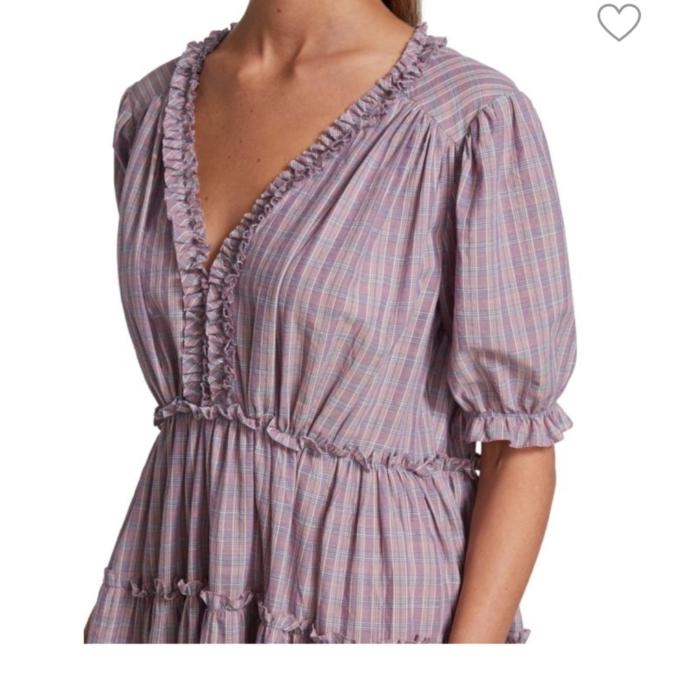 cinq a sept Lavender and Pink Striped Ruffle Mini Dress - Picture 8 of 11